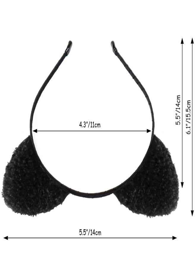 Dolebao Women Girls Lace Cat Ears Headband, Headwear Hair Accessories for Halloween Chriatmas Party Daily Decoration(Curly Plush, Black) - Image 3